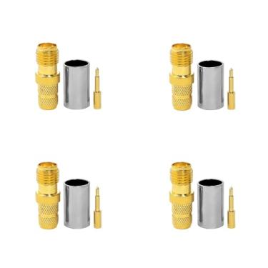 Imagem de BJDZ Montagem de crimpagem reta fêmea RP SMA 50Ohm 4 peças com conector LMR240 RG59