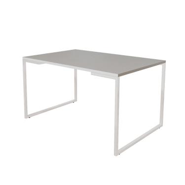 Imagem de Mesa de Jantar Industrial 6 Lugares Branca 140x90 Base Aço Branco