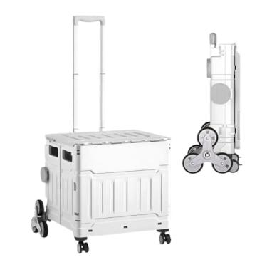 Imagem de Sem Bagunça - Carrinho Cesto de Compras Portátil Multiuso Dobrável com 8 Rodas - Ideal para Subir Escadas e Suporta Até 50kg (Cinza)