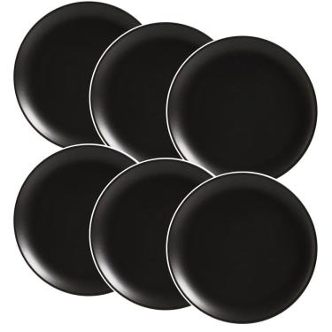 Imagem de Conjunto de 6 Pratos Raso de Cerâmica Preto Acetinado 29cm - Alleanza
