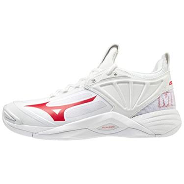 Imagem de Mizuno Tênis de vôlei unissex Wave Momentum 2, Branco/Vermelho, 12