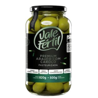 Imagem de Vale Fértil Azeitona Verde Arauco Em Conserva Com Caroço Premium Vidro 500G Pequeno