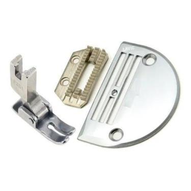 Imagem de Kit Chapa, Dente e Calcador 4 Carreiras Leve para Máquina Reta Industr