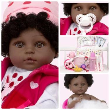 Imagem de Bebe Reborn Menina Negra Princesa Girafa Pode Dar Banho - Cegonha Rebo