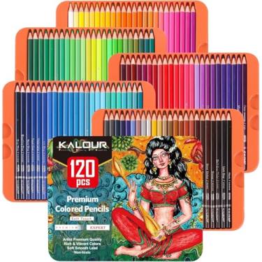 Imagem de Lápis de cor profissional, conjunto de 120 cores, artistas núcleo macio com cores vibrantes, ideal para desenhar sombreamento, lápis de colorir para adultos, artistas iniciantes