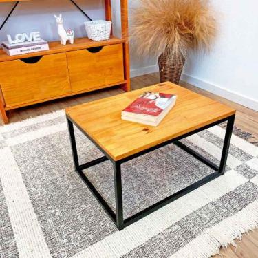 Imagem de Mesa de Centro Retangular de Ferro e Madeira Style Industrial Carvalho