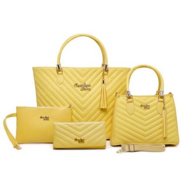 Imagem de Kit De Bolsas Lorena 4 Pecas  Bolsa Sacola  Carteira e Tira Colo Pacot