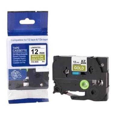 Imagem de Fita Compativel Brother Tz Tze 835 Dourada Letra Branca 12Mm - Geral