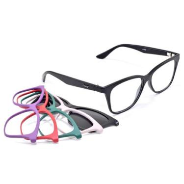 Imagem de Oculos Armação Feminino Troca Frente Colorida Gatinha 940 - Smart, Pre