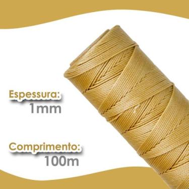 Imagem de Cordão Encerado 1mm - Fio Cordone Bege Escuro - 100 Metros - Nybc