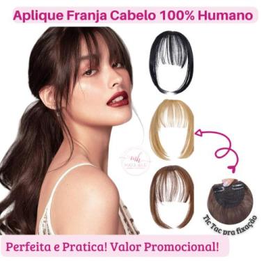 Imagem de Franja Aplique Tic Tac Cabelo 100% Humano Natural Liso - mhair, Preto