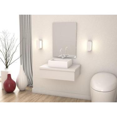 Imagem de Bancada Metrópole 601w 60cm C/cuba Q32 e Espelheira - Compace, Branco 