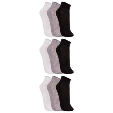 Imagem de Kit com 9 Meias Esportiva Cano Curto Trifil 8004, Cinza, 44-46