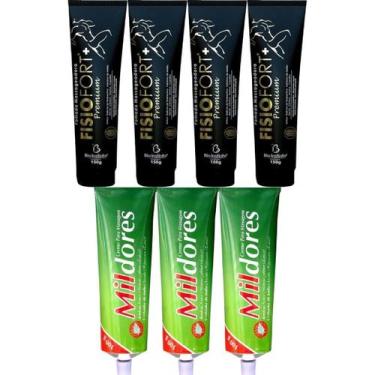 Imagem de Kit 4 Pomada Massageadora Fisiofort Premium 150g + 3 Creme Para Massag