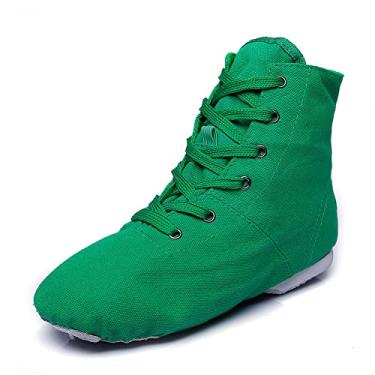 Imagem de MSMAX Tênis de dança Jazz para meninas com cadarço e balé, tênis para meninos, Verde, 16