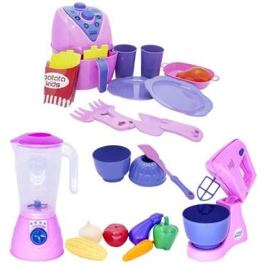 Imagem de Kit Jantar Menina Forma Bolo Brinquedo Comida Legume 25pç - Altimar