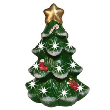 Imagem de Arvore de Natal Porta Vela Pequena Verde Escuro de Ceramica - Decore C