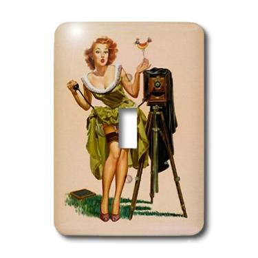 Imagem de 3dRose lsp_179635_1 Imagem de Elvgren Famous Pinup Camera Girl Light Switch Cover