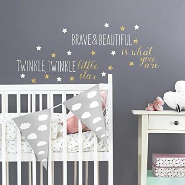 Imagem de RoomMates Twinkle Twinkle Little Star Decalques de Parede com Glitter - 29 Peças - Vinil - Para Superfície Lisa - Estilo Infantil - Multicolorido