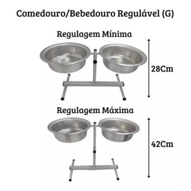 Imagem de Comedor Pote Para Ração Água Tigela Duplo Elevado Cachorro Grande - O 