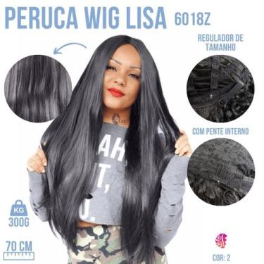 Imagem de Peruca Lace Wig Lisa Com Franja -Importada - Fibra Futura - 70CM - Com