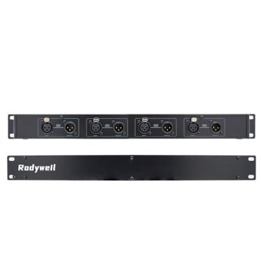 Imagem de Rodyweil Microfone pré-amplificador de 4 canais em linha, ativador de ganho para microfone dinâmico e de fitas com ganho claro de 25db para gravação de podcasts, transmissão ao vivo, estúdio em casa