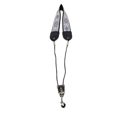 Imagem de Alça de Pescoço para Saxofone Bordado, Acessórios Ajustáveis ​​para Instrumento Alto Tenor Sax Com Gancho de Metal (TS‑05 grama de cinco folhas)