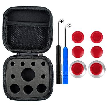 Imagem de eXtremeRate Kits de reparo de substituição de joysticks analógicos vermelhos magnéticos de metal 8 em 1 para controle Xbox One S X Elite PS4 Slim Pro com chaves de fenda cruzadas T8H