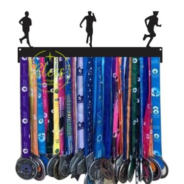 Imagem de Porta Medalhas Corrida Masculino, Quadro Decorativo MDF, Preto