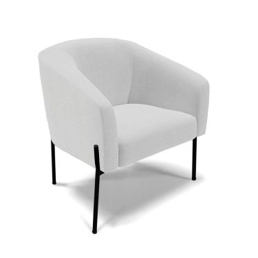 Imagem de Cadeira Sala De Jantar Pé De Ferro Preto Kit 2 Stella Linho D03 - D`rossi Cor Cinza