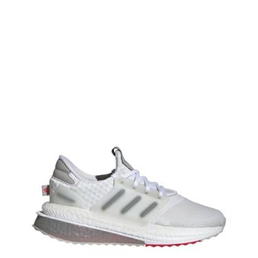Imagem de adidas Tênis de corrida feminino X_PLR Boost, Branco nuvem/cinza Four/Better Scarlet, 39