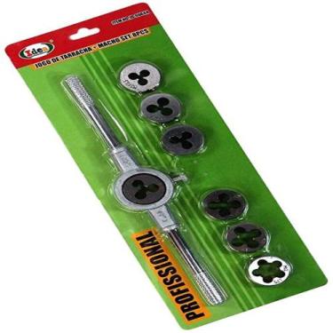 Imagem de Kit tarraxa macho cossinetes roscas profissional 8 peças - Tempo Real