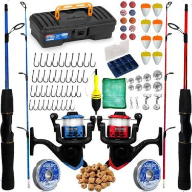 Imagem de Kit De Pesca Completo Barato 2 Molinete 2 Vara 6kg Com Itens - Summer