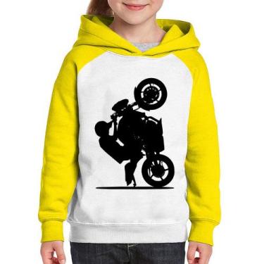Imagem de Moletom Infantil Moto Grau XJ6 - Foca na Moda, Branco, Amarelo, 4