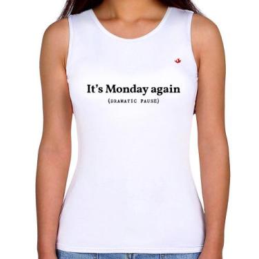 Imagem de Regata Feminina It's Monday again - Foca na Moda, Branco, GG