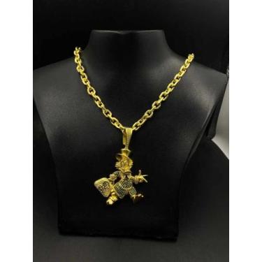 Imagem de Corrente Cadeado quina 8mm Moeda antiga + pingente tio patinhas - Lobi