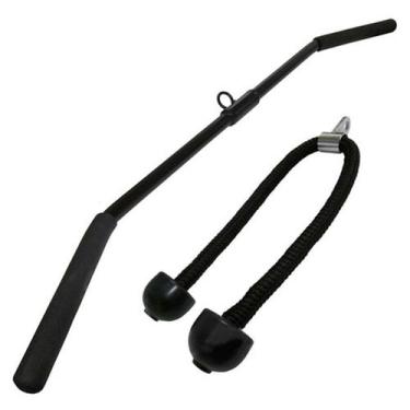 Imagem de Puxador Barra Costa Curvo + Puxador Corda Triceps Profissional Academi