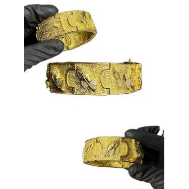 Imagem de Bracelete Personalizado 35mm Mão Rezando - Banhado a Ouro - ToJoia18k