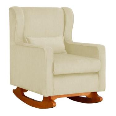 Imagem de Poltrona de Amamentação Balanço Aurora Suede Marfim - Belliv Decor