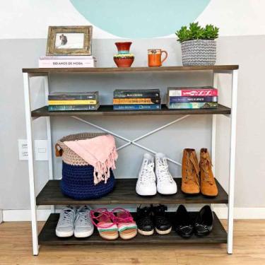 Imagem de Aparador de Ferro e Madeira Style Industrial Tabaco e Branco - ArtFact