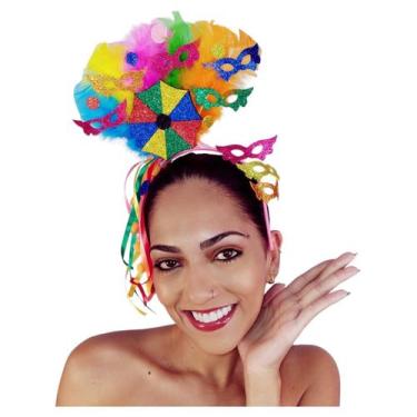 Imagem de Tiara Mascara de Carnaval Arco com Brilho Glitter Bloquinho Folia Mica