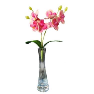 Imagem de Mini-Orquídea Silicone C/2 Folhas Flor Planta Arranjo 18cm - Novidádiv