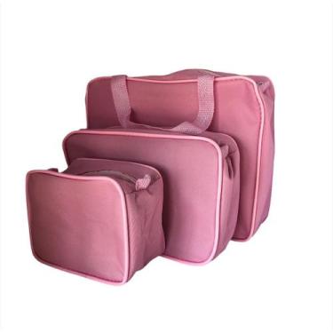 Imagem de Kit com 3 necessaires com 3 tamanhos diferentes inteira NAILON (tecido