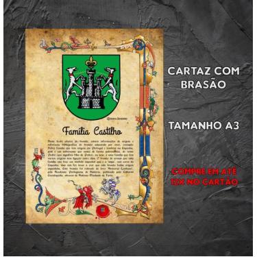 Imagem de Brasão da família Castilho no cartaz tamanho A3 - @meu.brasao
