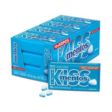 Imagem de Pastilha Mentos Kiss Menta Sem Açúcar C/ 12u 420g