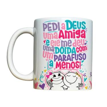 Imagem de Caneca 325ml Pedi a Deus uma amiga e ele me deu uma doida - LARANJA E 