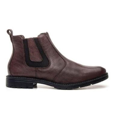 Imagem de Bota Masculina Chelsea Casual Couro Legitimo Macio Sola de Borracha 3001F Café-Masculino