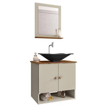 Imagem de Gabinete Armário Banheiro Deli 2 Portas Cuba Concava Preta