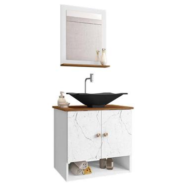 Imagem de Gabinete Armário Banheiro Deli 2 Portas Cuba Concava Preta