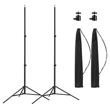 Imagem de Pacote com 2 suportes de tripé fotográficos de alumínio com capa, tripé portátil Altson com foto e vídeo de 2 metros para Speedlight, Flash, Softbox, guarda-chuva, luz estroboscópica, câmera